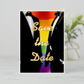 Elegante moderne gay Mannen bruiloft regenboog gou Folie Uitnodiging (Staand Voorkant)