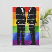 Elegante moderne gay Mannen bruiloft regenboog Kaart (Staand voorkant)