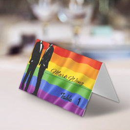 Elegante moderne gay Mannen bruiloft regenboog pla Kaart