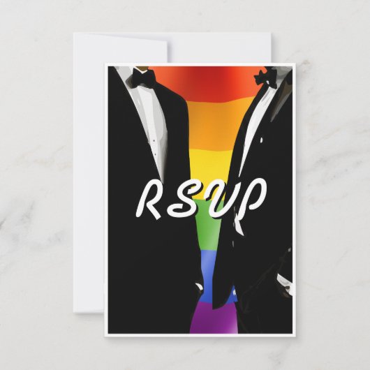 Elegante moderne gay Mannen bruiloft regenboog RSVP Kaartje (Voorkant)