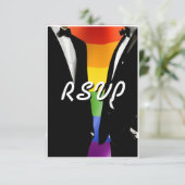 Elegante moderne gay Mannen bruiloft regenboog RSVP Kaartje (Staand voorkant)
