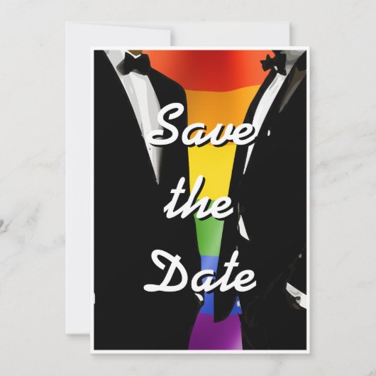 Elegante moderne gay Mannen bruiloft regenboog Save The Date (Voorkant)