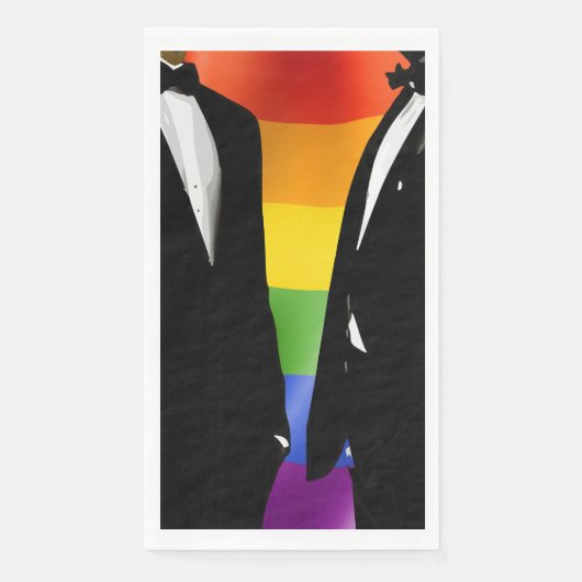 Elegante moderne gay Mannen bruiloft regenboog Servet (Voorkant)