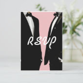 Elegante moderne gay Mannen bruiloft RSVP Kaartje (Staand voorkant)