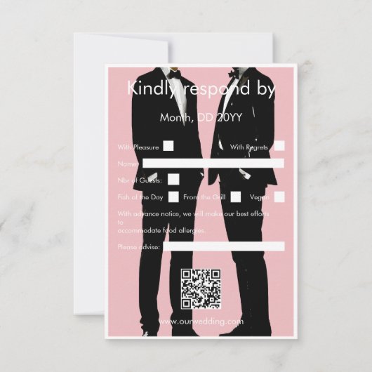 Elegante moderne gay Mannen bruiloft RSVP Kaartje (Achterkant)
