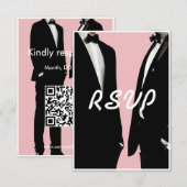 Elegante moderne gay Mannen bruiloft RSVP Kaartje (Voorkant / Achterkant)