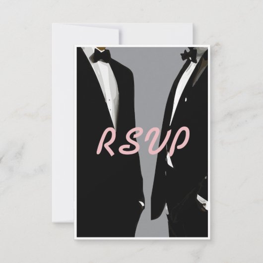 Elegante moderne gay Mannen bruiloft RSVP Kaartje (Voorkant)