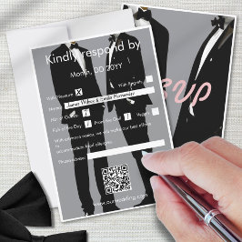Elegante moderne gay Mannen bruiloft RSVP Kaartje