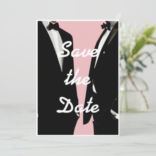 Elegante moderne gay Mannen bruiloft Save The Date (Staand voorkant)