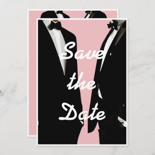 Elegante moderne gay Mannen bruiloft Save The Date (Voorkant / Achterkant)