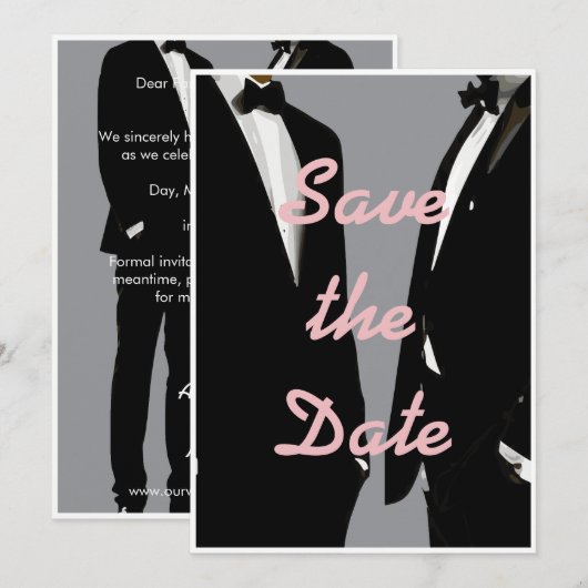 Elegante moderne gay Mannen bruiloft Save The Date (Voorkant / Achterkant)