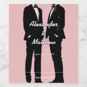 Elegante moderne gay Mannen bruiloft Wijn Etiket (Enkel label)
