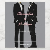 Elegante moderne gay Mannen bruiloft Wijn Etiket (Enkel label)