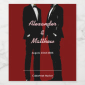 Elegante moderne gay Mannen bruiloft Wijn Etiket (Enkel label)