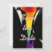 Elegante Moderne Gay Mannen Trouwfoto Rainbow Save The Date (Voorkant)