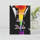 Elegante Moderne Gay Mannen Trouwfoto Rainbow Save The Date (Staand voorkant)