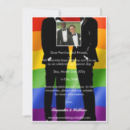 Elegante Moderne Gay Mannen Trouwfoto Rainbow Save The Date