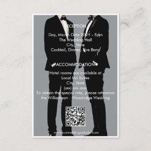 Elegante moderne gay mannen zwart grijs trouw QR-c Informatiekaartje