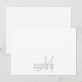 Elegante moderne gedempt grijs zwart monogram paar notitiekaartje (Voorkant / Achterkant)