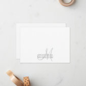 Elegante moderne gedempt grijs zwart monogram paar notitiekaartje (Voorkant / Achterkant in situ)