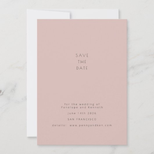 Elegante moderne gedempte minimalistische foto save the date (Voorkant)