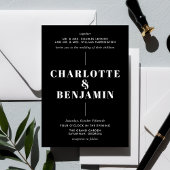 Elegante moderne gedurfde witte en zwarte bruiloft kaart