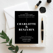 Elegante moderne gedurfde witte en zwarte bruiloft kaart