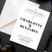 Elegante moderne gedurfde zwart-wit bruiloft kaart