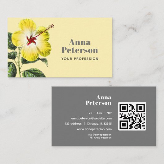 Elegante moderne  geel Hawaïaanse Hibiscus Visitekaartje (Voorkant / Achterkant)