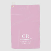 Elegante moderne geïnitialiseerde naam in roze golfhanddoek (Voorkant)
