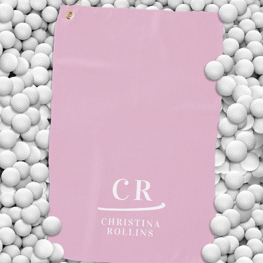 Elegante moderne geïnitialiseerde naam in roze golfhanddoek