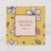 Elegante moderne gele bloem - chique vierkante visitekaartje (Voorkant)
