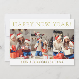 Elegante moderne gelukkig nieuwjaar familiefoto feestdagenkaart