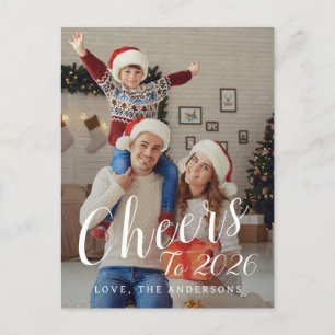 Elegante moderne gelukkig nieuwjaar familiefoto feestdagenkaart