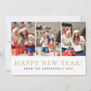 Elegante moderne gelukkig nieuwjaar familiefoto feestdagenkaart