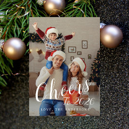 Elegante moderne gelukkig nieuwjaar familiefoto feestdagenkaart