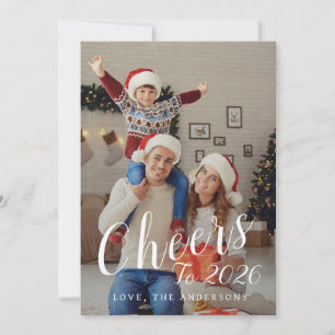 Elegante moderne gelukkig nieuwjaar familiefoto feestdagenkaart