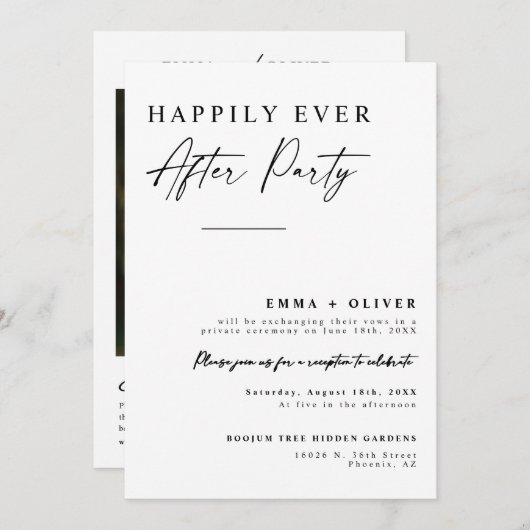 Elegante moderne gelukkig ooit na QR-codefoto Kaart (Voorkant / Achterkant)