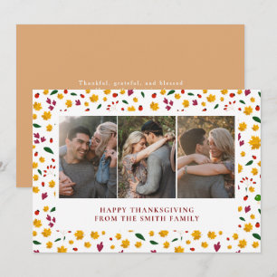 Elegante moderne gelukkige Thanksgiving herfst 3 f Feestdagenkaart