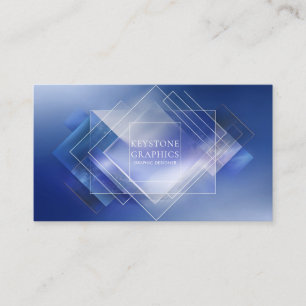 Elegante Moderne Geometrische Blauwe en Witte Diam Visitekaartje