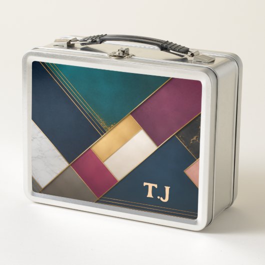 Elegante moderne geometrische lunchbox met eigen n (Voorkant)