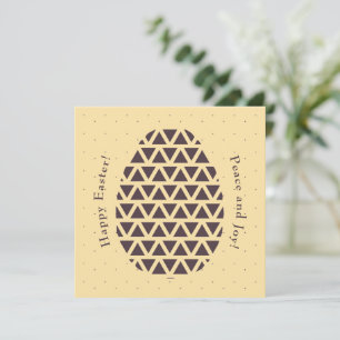 Elegante moderne geometrische paasei perzik geel feestdagenkaart