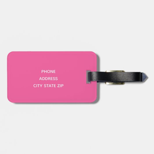 Elegante moderne, geometrische roze leren zwarte s bagagelabel (Achterkant horizontaal)