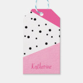 Elegante moderne, geometrische roze leren zwarte s cadeaulabel (Voorkant)