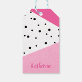 Elegante moderne, geometrische roze leren zwarte s cadeaulabel (Achterkant)