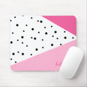 Elegante moderne, geometrische roze leren zwarte s muismat (Met muis)