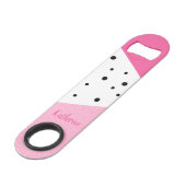 Elegante moderne, geometrische roze leren zwarte s speed flessenopener (Achterkant Gekanteld)