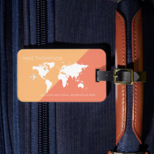 elegante, moderne & geometrische Salmon World Trav Bagagelabel