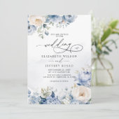 Elegante moderne geometrische stoffige blauwe bloe kaart (Staand voorkant)