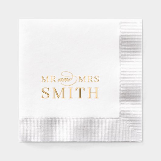 Elegante moderne gepersonaliseerde mevrouw en mevr folie servetten (Voorkant)